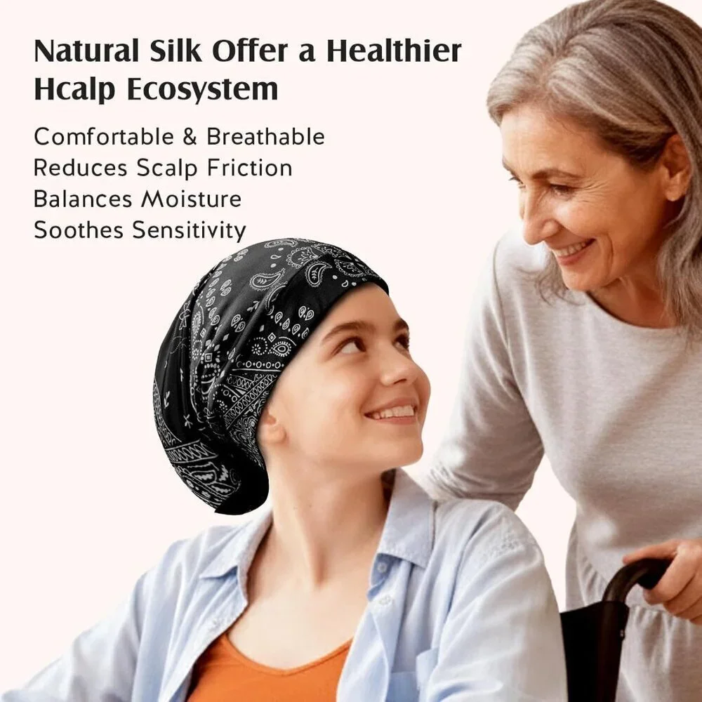 Silk Beanie Ladies Men Adjustable 22MM Mulberry Sleep Chemo Headwear